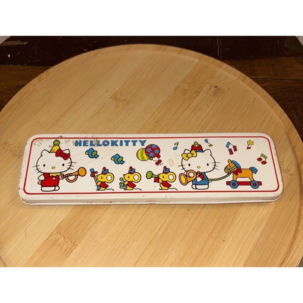 White‎ Sanrio Hello Kitty Metal Pencil Case 1976 Japan Mimmy VTG